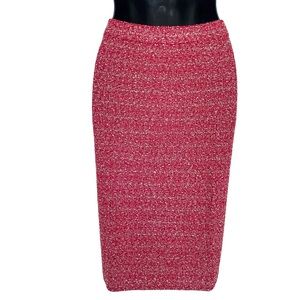 St. John Collection Women's Red/Tan/Gold Boucle Tweed Knit Pencil Skirt - Size 2